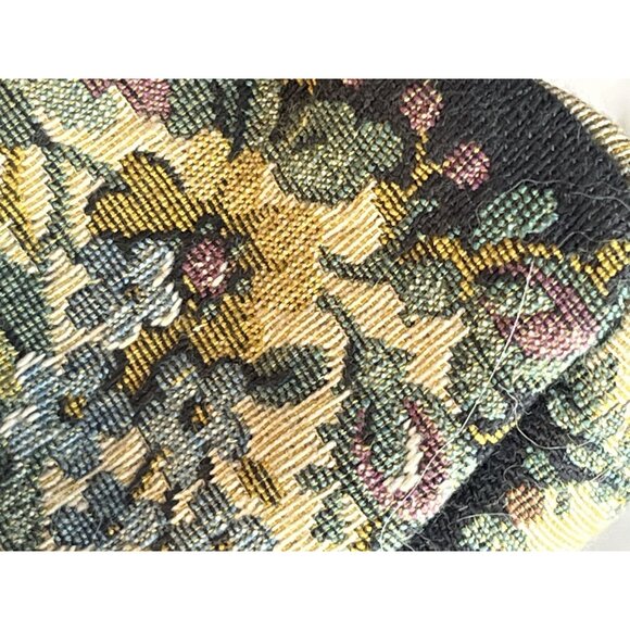 Antique Handmade Floral Needlepoint Tapestry Handbag &amp; Small Coin Purse with - Picture 15 of 16